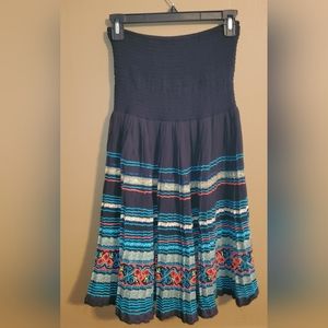 Free People Smocked Strapless Pleated A Line Dress Black Size MlS